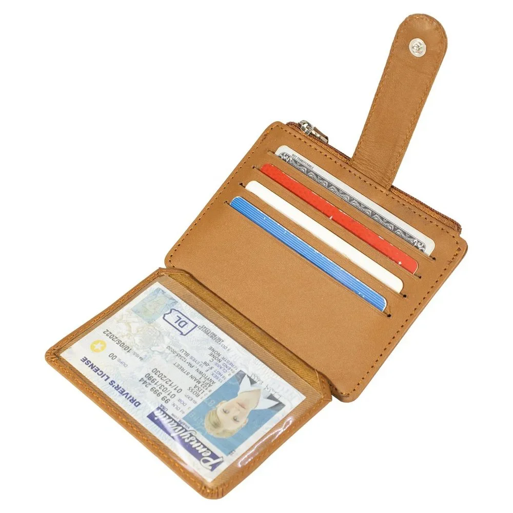 Genuine Leather Credit Card Holder, Mini Card Wallet for Women